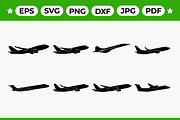 Airplane Silhouette Vector Bundle, an Object Graphic by Artonix (Thumbnail 1 of 3)