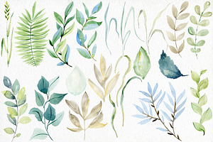 Watercolor Leaves Clipart.