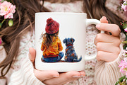 Cute Little Girl and Puppy Dog Png, an Illustration by RobertsArt (Thumbnail 5 of 7)