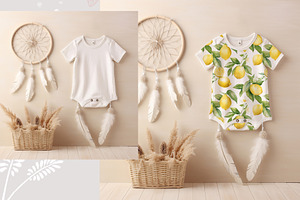 Baby Bodysuit Mockup PSD Set