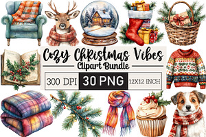 Cozy Christmas Vibes Clipart Bundle, an Illustration by Black Bird Studio
