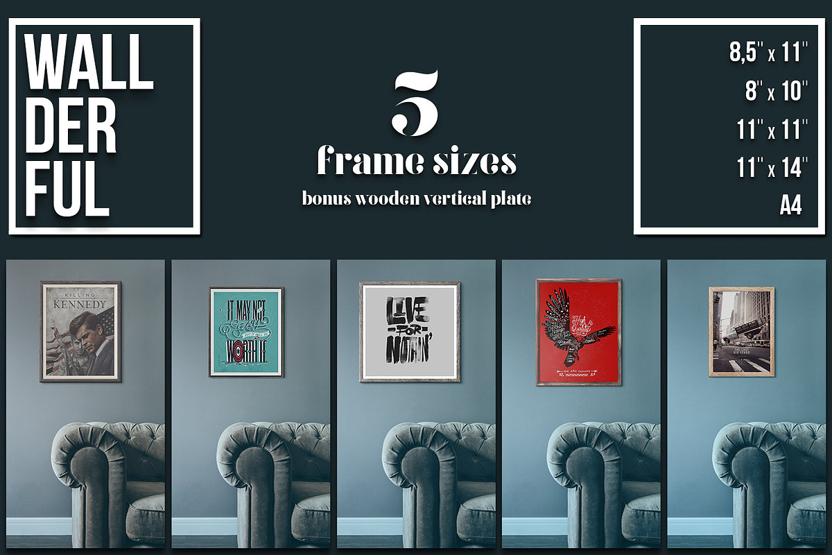 Wallderful - Frames Mockups, a Product Mockup by Madebyvadim (Photo 5 of 5)