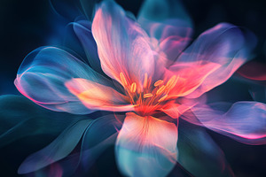 Abstract Flower with Neon Colors and Fluid Motion, an Abstract Photo by Natalia Klenova's Shop