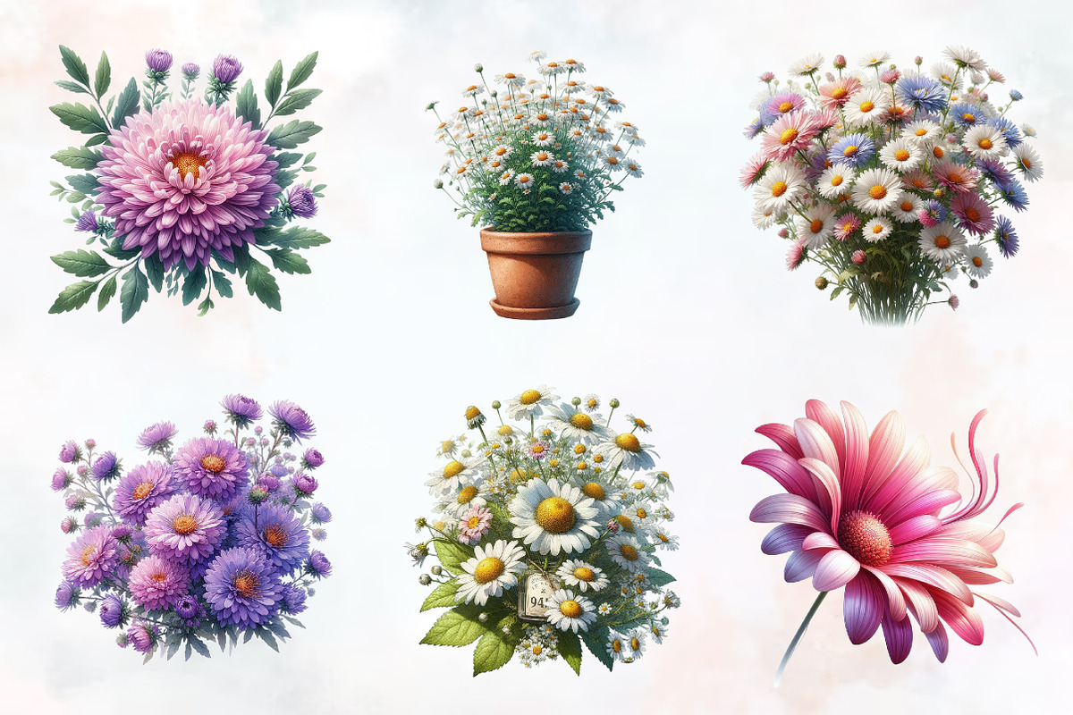 Daisy Flower Watercolor Cliparts, an Illustration by RobertsArt (Photo 5 of 7)