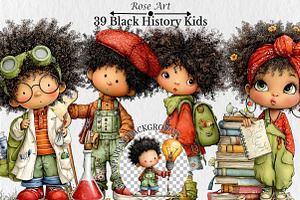 Whimsical Black History Kids Clipart, a Seasonal Illustration by Rose Art