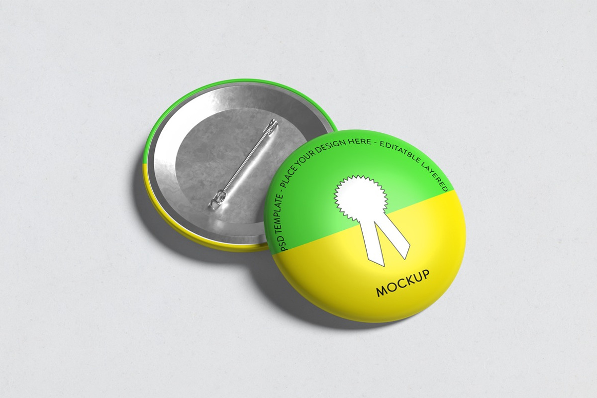 Realistic Pin Button Badge Mockup, a Bottom Mockup by Graphic Deal (Photo 8 of 8)