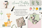 Cute Animal Birthday Vector Set, an Animal Illustration by Universe Mary (Thumbnail 2 of 8)