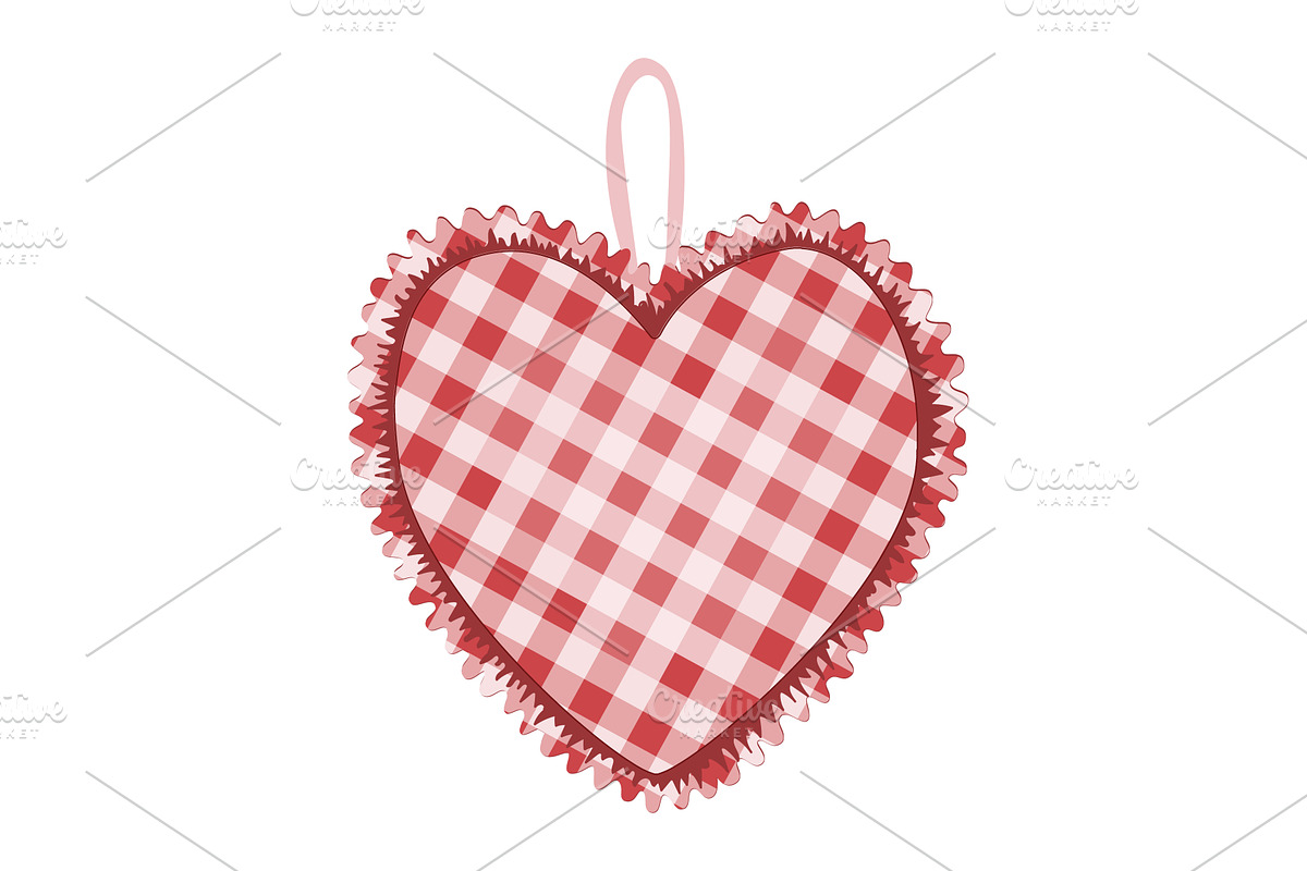 Hand made textile tattersall heart, an Object Illustration by Toltemara