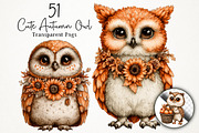 Cute Autumn Owl PNG Clipart, an Animal Illustration by RobertsArt (Thumbnail 1 of 7)
