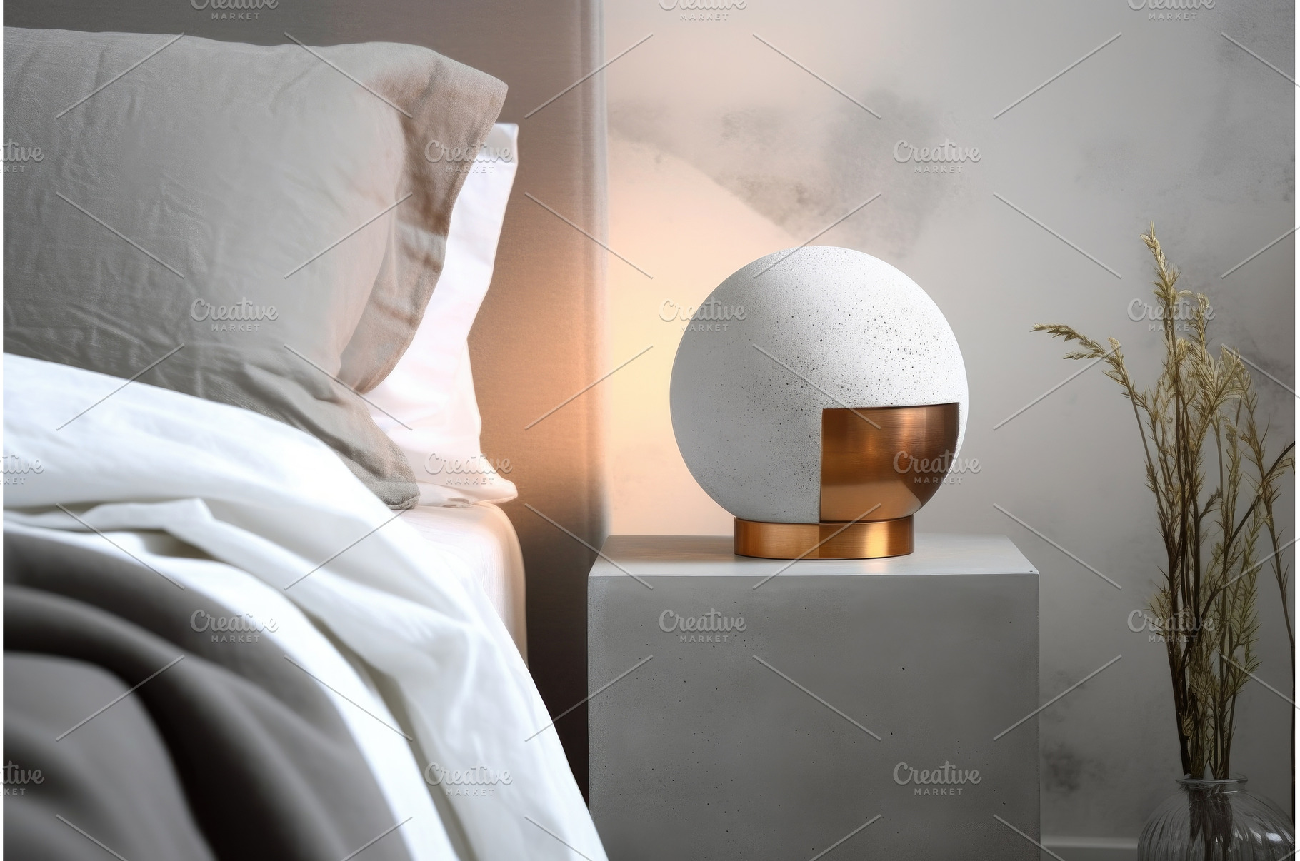 modern minimalist bedside lamp on, a Beauty & Fashion Photo by Sergey Kotenev