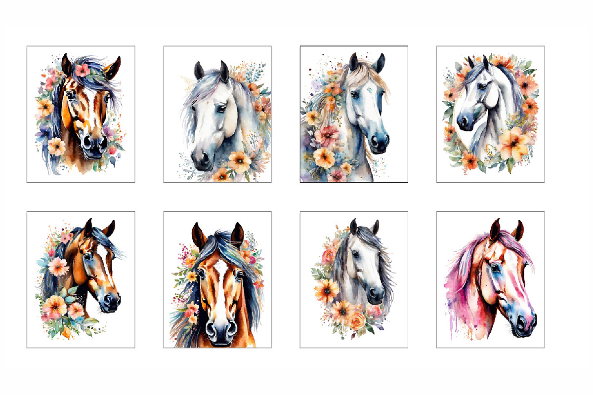 Horse with Flowers, an Animal Illustration by Michiru13 (Photo 2 of 3)