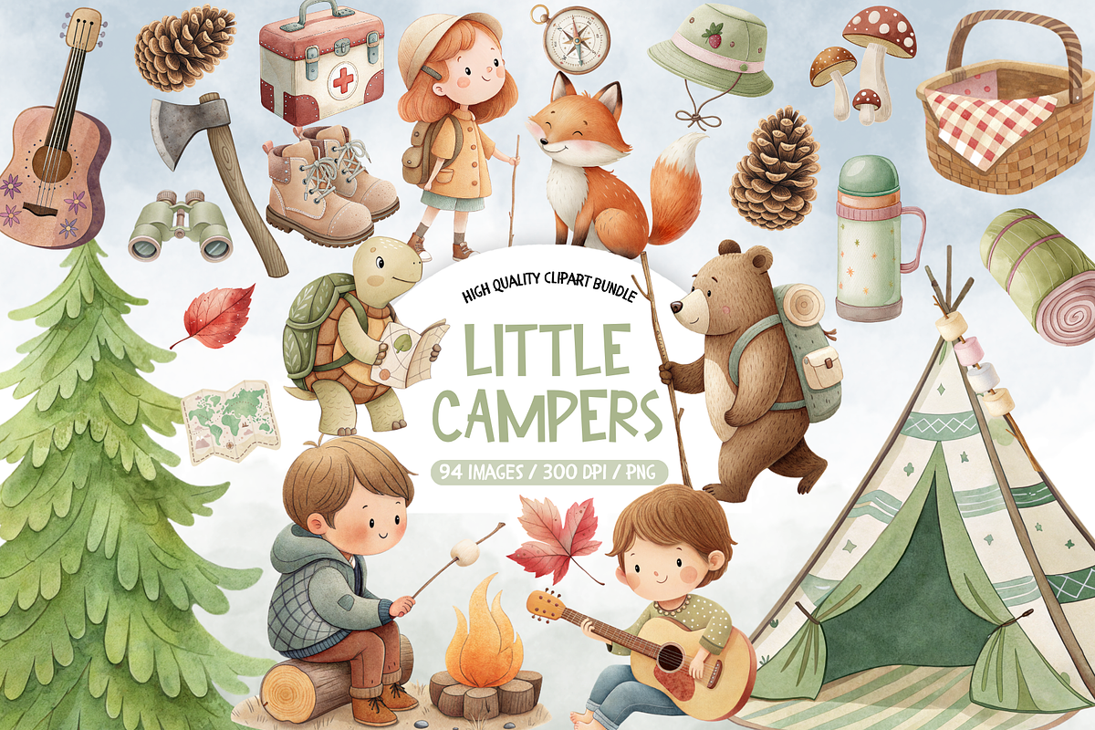 Adventure Camping Clipart Bundle, a Person Illustration by TatiMockup (Photo 1 of 8)