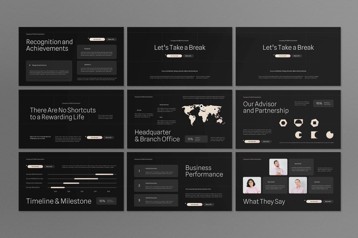 Gray Company Profile Google Slide, a Presentation Template by graphicook (Photo 5 of 8)
