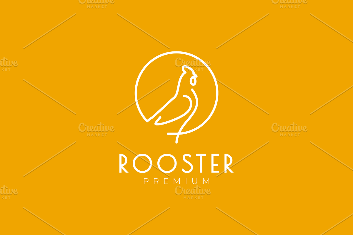 rooster poultry circle line art logo, a Branding & Logo Template by devastd