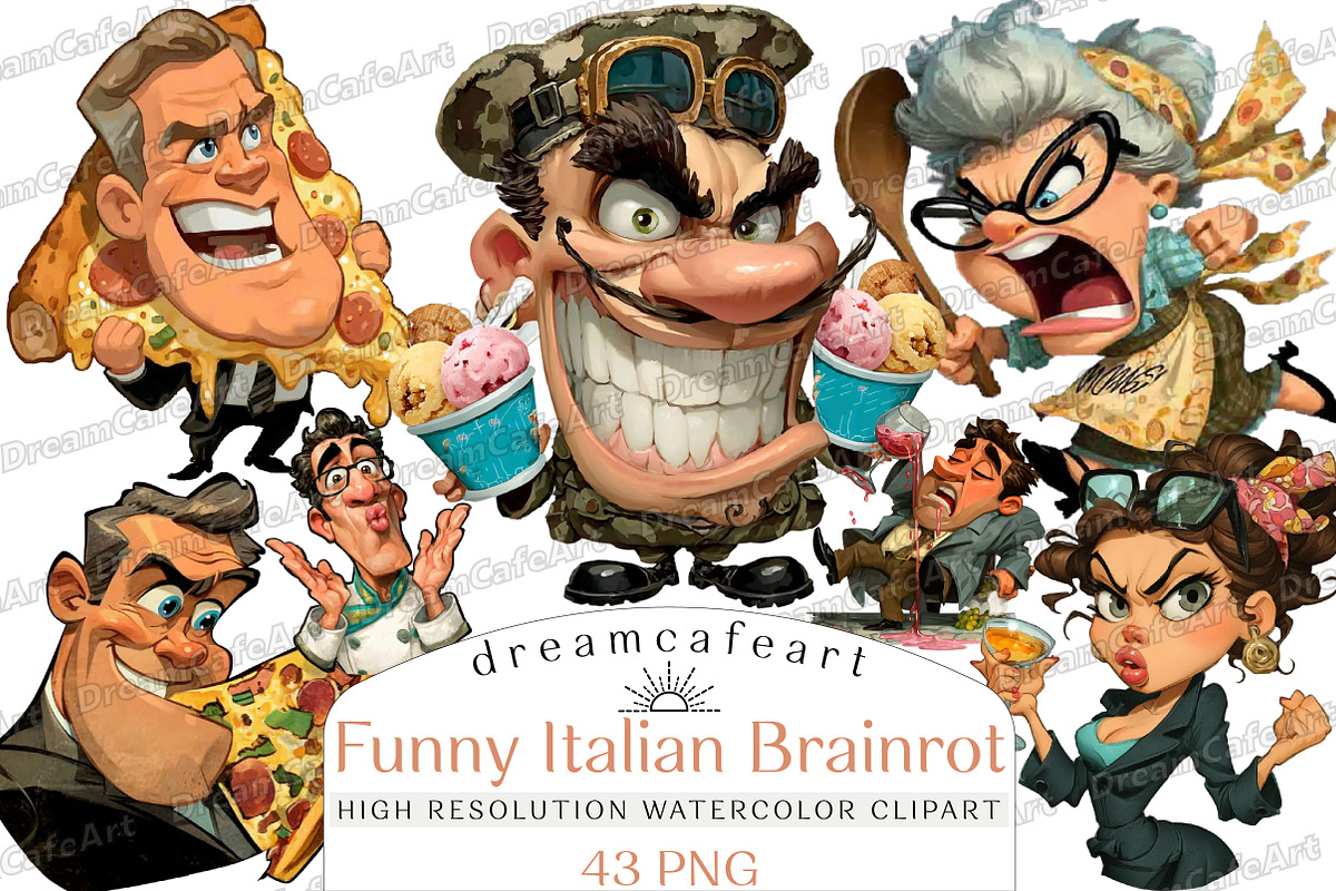 Funny Italian Brainrot Clipart, an Illustration by DreamCafeArt (Photo 1 of 8)