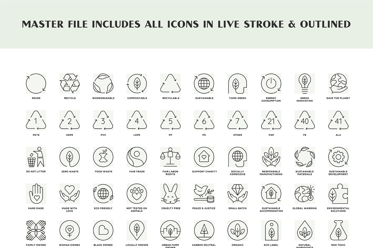 Sustainable Packaging Icons, an Outline Icon by Uniko Studio (Photo 3 of 5)