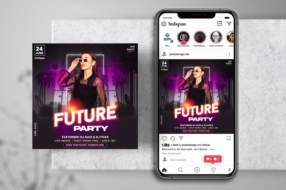 Event Music Party Instagram Flyer, a Social Media Template by PixelsDesign (Photo 1 of 2)
