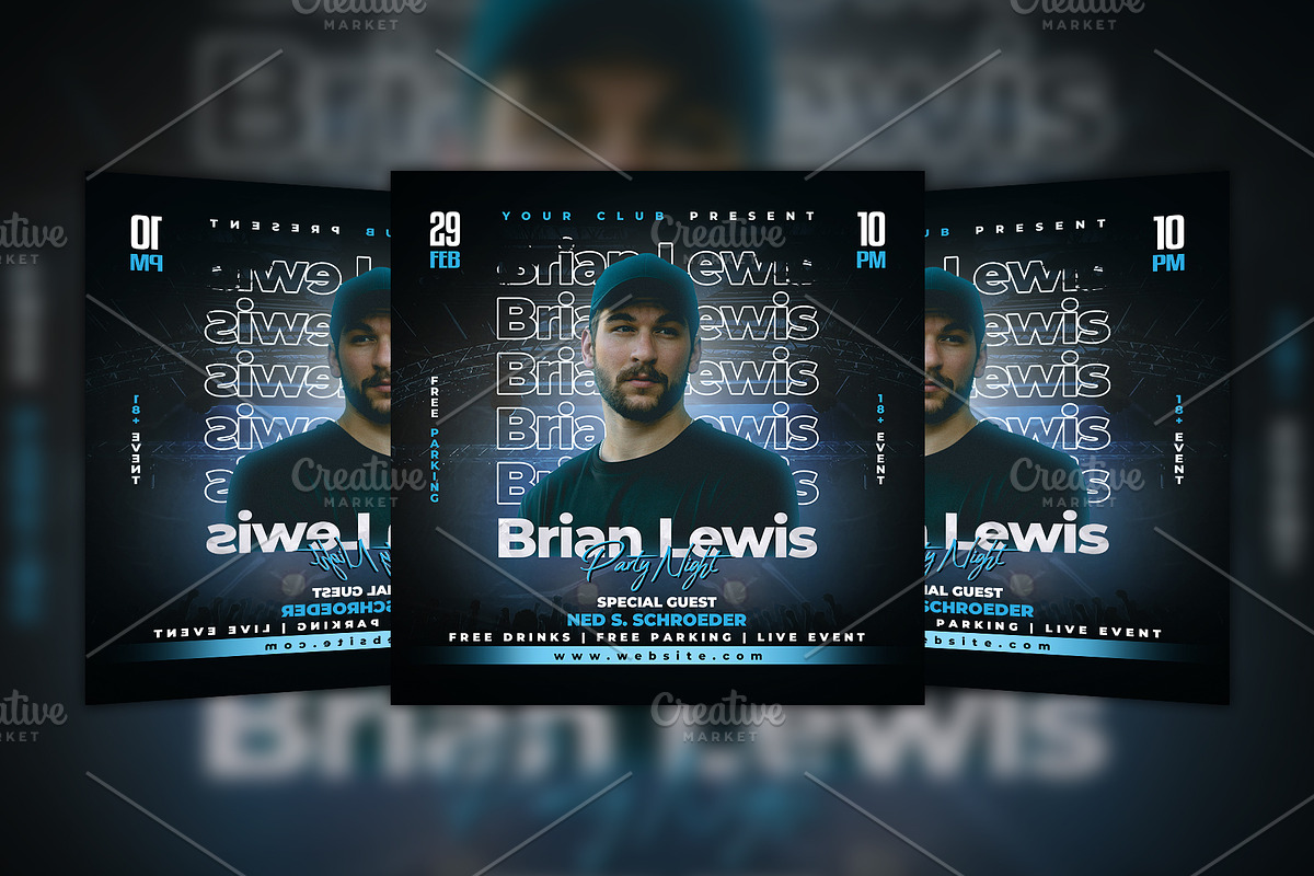 Electro Club Party Flyer, a Flyer Template by HasnainGFX (Photo 1 of 2)