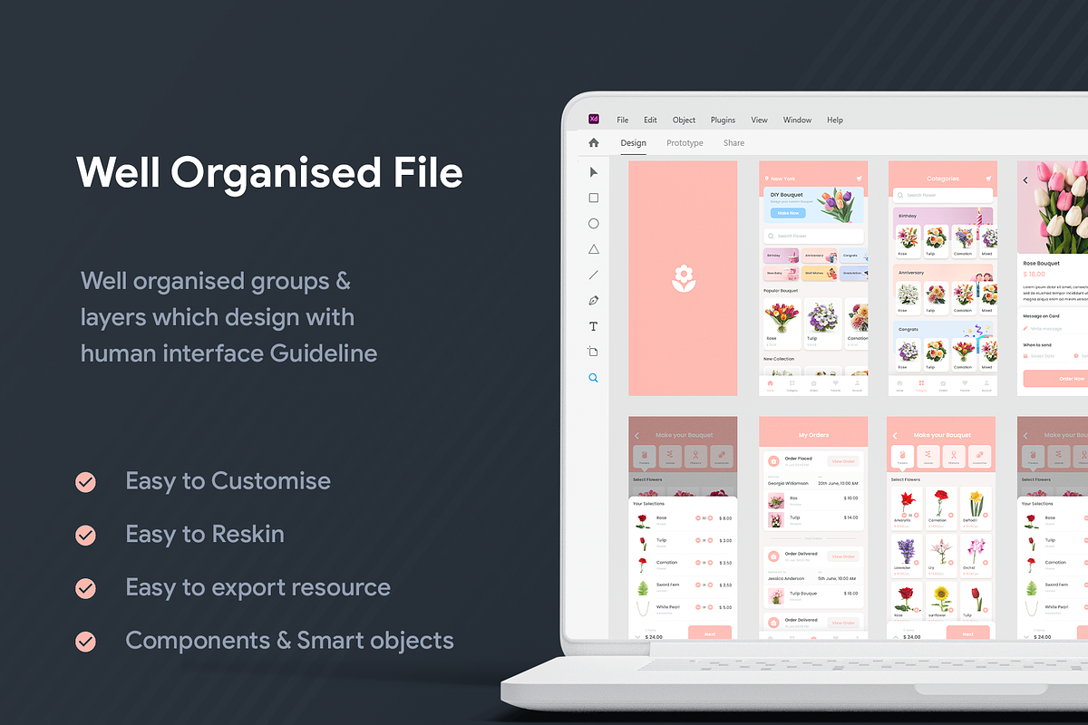 Flower Ordering App | Flower Shop, an UI Kit Template by Opus LabWorks (Photo 5 of 7)