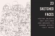 hand sketched faces vector, an Illustration by Tropical Type (Thumbnail 1 of 5)