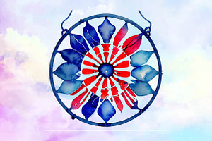 4th Of July Floral Dream Catcher PNG