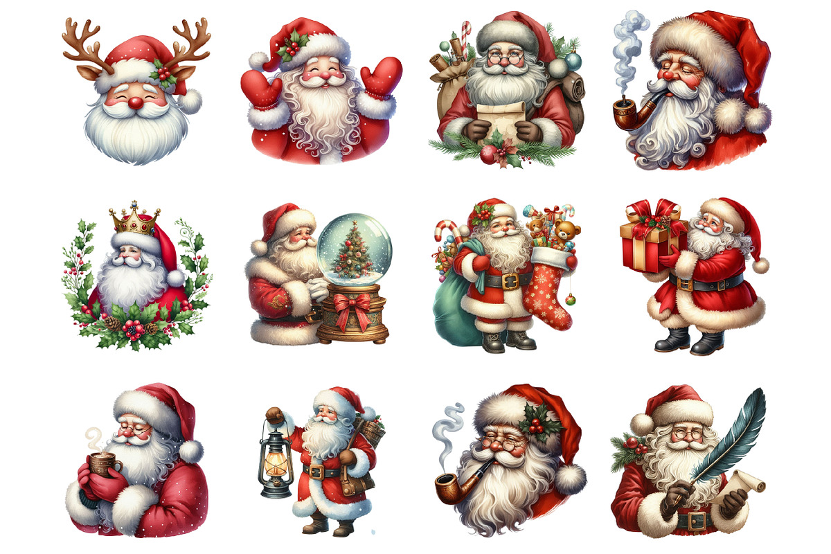 Vintage Santa Claus Retro Christmas, an Illustration by Design Market (Photo 3 of 3)