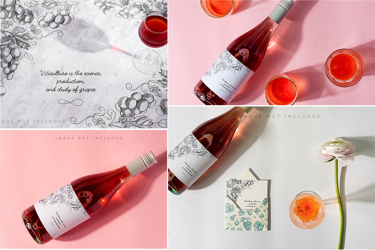 Wine Bottle Mockup Set 2, a Cups & Container Mockup by YuMyart (Photo 2 of 7)