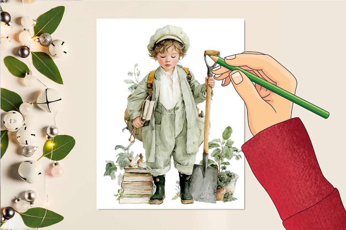 Watercolor Vintage Gardening Clipart, an Illustration by DreamCafeArt (Photo 5 of 6)