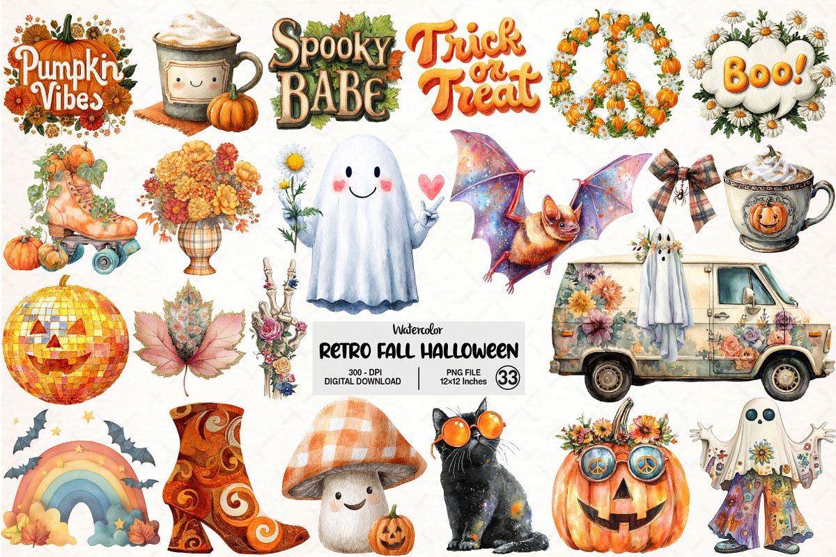 Retro Fall Halloween PNG Clipart, an Illustration by Pixels.Craft (Photo 1 of 7)