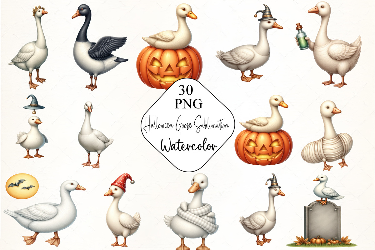 Halloween Goose Clipart PNG Sublimat, an Illustration by CrexoraLab (Photo 1 of 5)