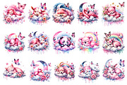 Cute Sleeping Baby Animals Clipart, an Animal Illustration by Creative Arslan (Thumbnail 2 of 9)