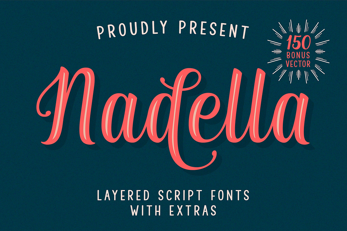 Nadella Layered Script Font, a Script Font by Abbasy Studio (Photo 1 of 12)