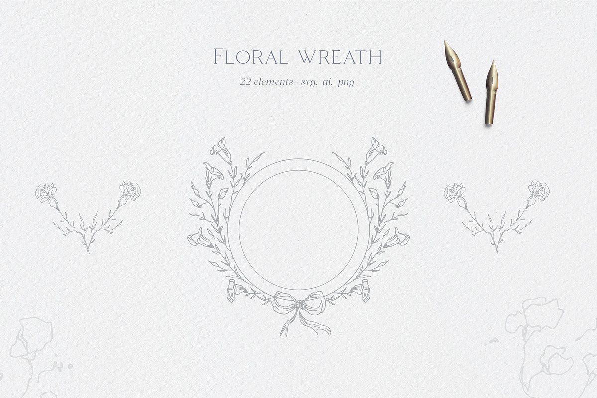 Floral wreath, flower monogram frame, an Illustration by Summer Nightingale Art (Photo 7 of 8)