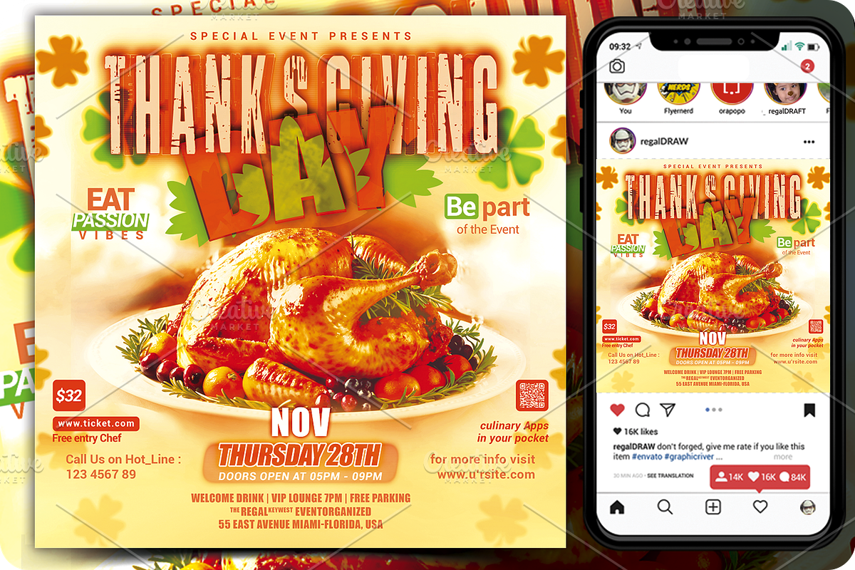 Thanksgiving Day Event Flyer, a Flyer Template by regalDRAW (Photo 4 of 6)