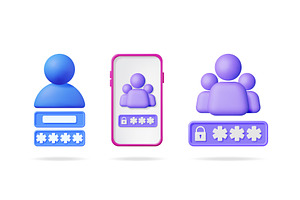 3d vector set of account login and, a Person Illustration by Abscent