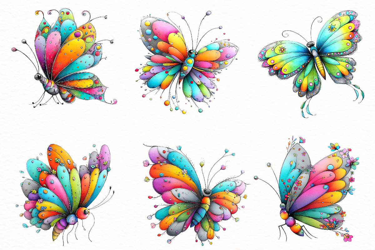 Whimsical Spring Butterfly Clipart, an Illustration by Designworld (Photo 4 of 8)