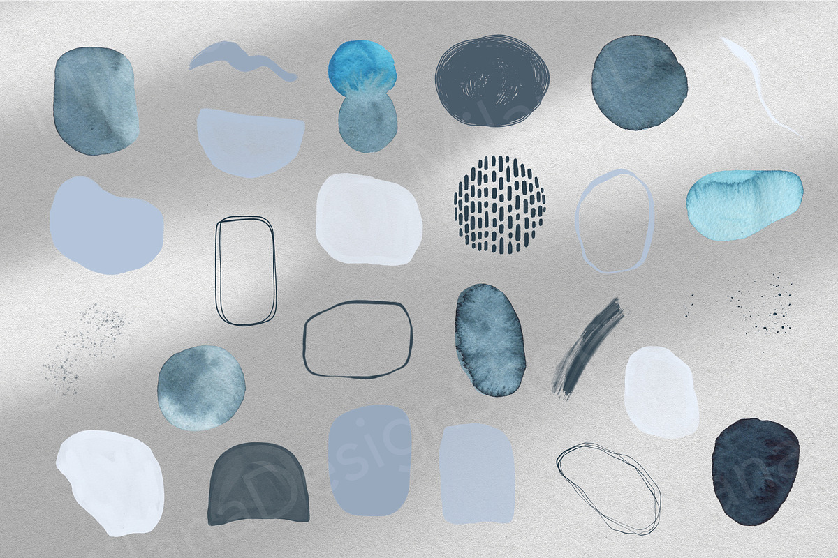 Set Abstract Blue Navy Shapes, an Object Graphic by MilanaDesignShop (Photo 3 of 6)
