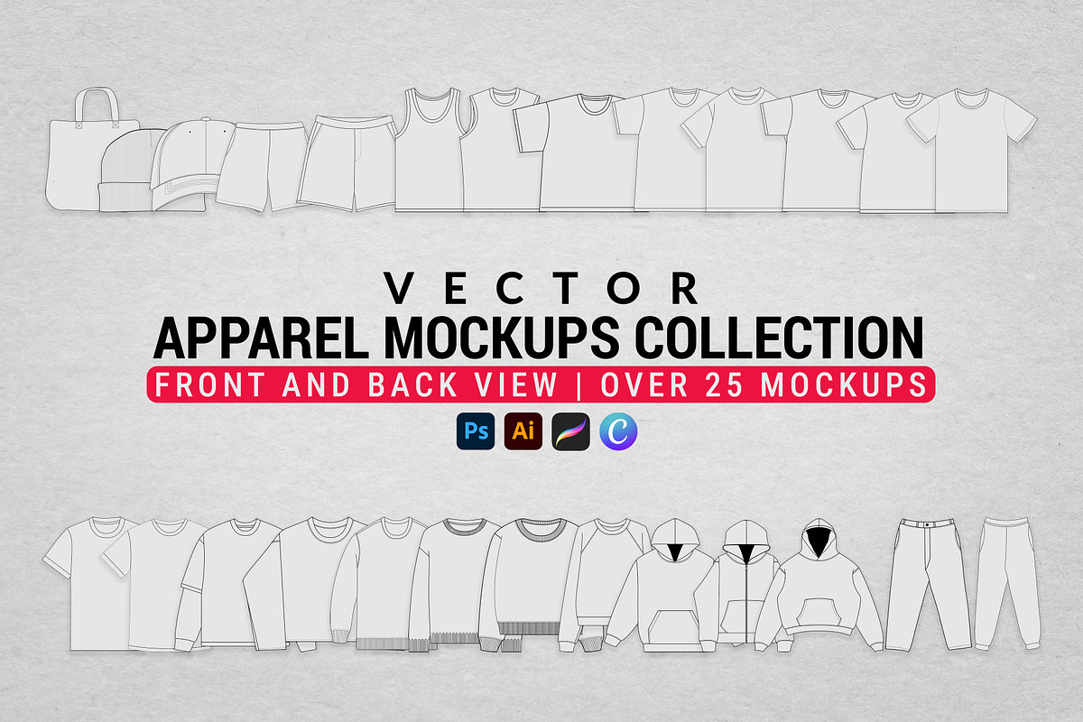 Vector Apparel Mockups Collection, an Apparel Mockup by S.i. Graphics (Photo 1 of 2)