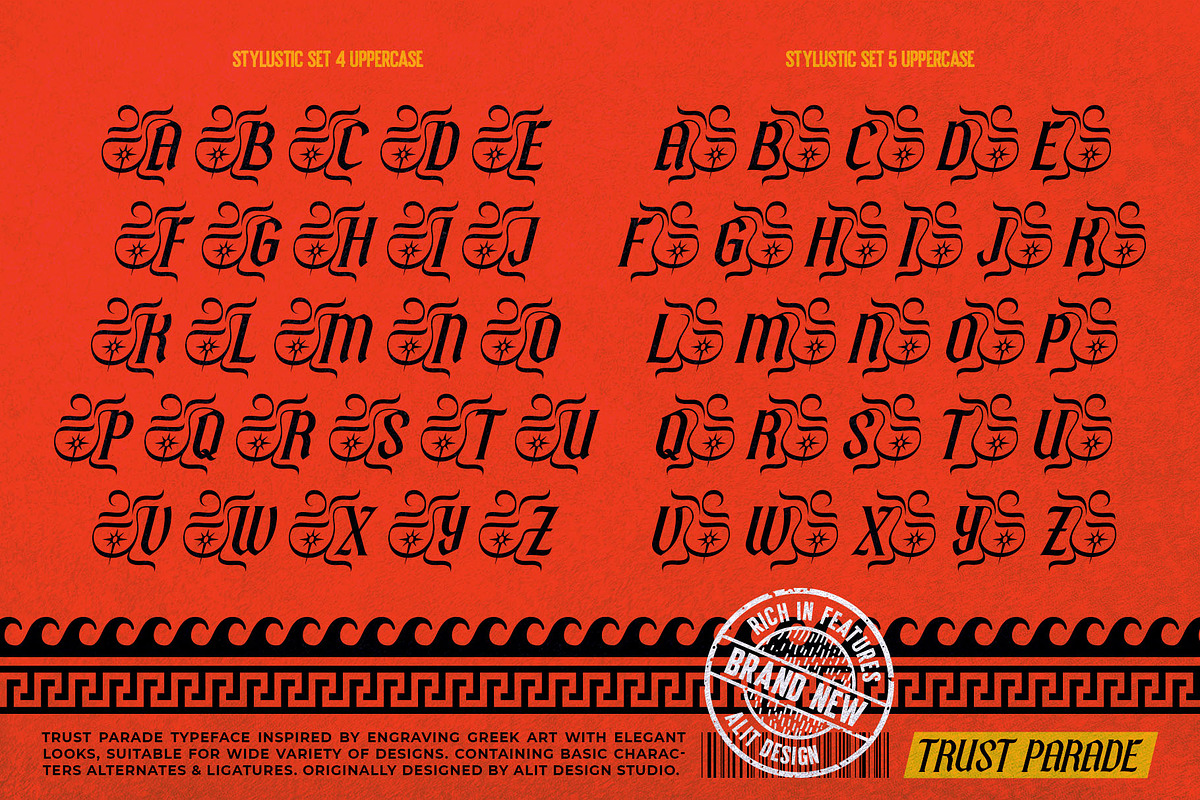 Trust Parade Typeface, a Blackletter Font by alit design (Photo 7 of 17)