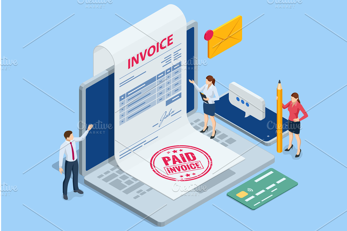 Isometric Mobile invoice Online, a Finance Illustration by Golden Sikorka