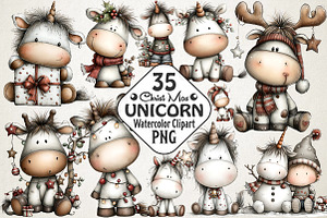 Christmas Unicorn Clipart, an Illustration by RobertsArt