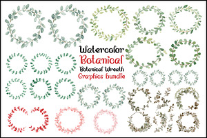 Watercolor Botanical Wreath Clipart, a Graphic by Creativeshirt