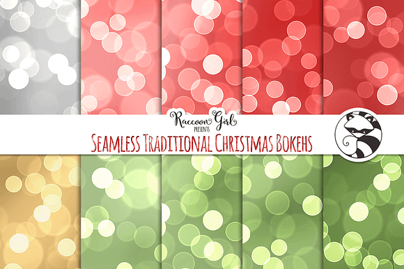Seamless Traditional ChristmasBokehs preview 2