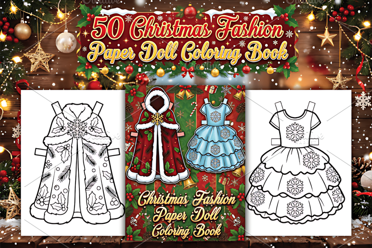 Christmas Fashion Paper Doll Book, a Seasonal Illustration by Design Station (Photo 3 of 3)