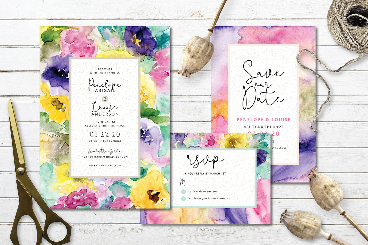 Abstract Floral Wedding Invitation, an Invitation Template by wulano (Photo 1 of 3)