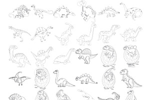 Cartoon Dinosaur Outlines Set 3