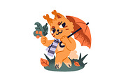 Animals with umbrella under rain set, an Animal Illustration by PaperTrident (Thumbnail 9 of 9)