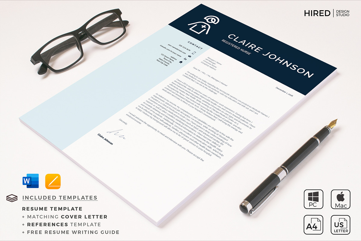 Nurse Resume Template | Nursing CV, a Resume Template by HIRED Design Studio (Photo 6 of 12)