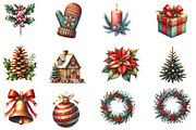 Watercolor Vintage Christmas Element, an Illustration by Designworld (Thumbnail 3 of 6)