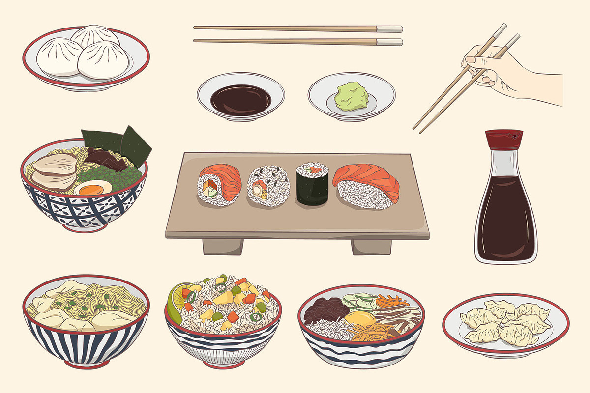 Asian Food Illustrations, an Object Graphic by DesignerCandies (Photo 4 of 4)